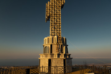 Cross on the mountain in Russia 