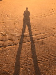 silhouette of a man walking in the desert