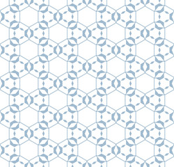 Blue vector geometric seamless pattern. Subtle modern geometry background with hexagons, rhombuses, delicate grid, lattice, mesh, net, thin lines. Elegant abstract texture. Stylish repeatable design