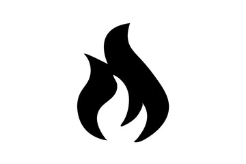 Fire flame icon. Black icon isolated on white background. Fire flame silhouette. Simple icon. Web site page and mobile app design vector element.