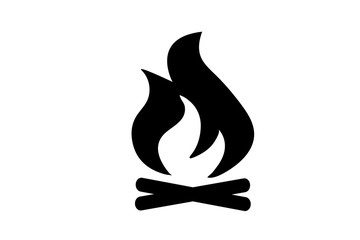 Fire flame icon. Black icon isolated on white background. Fire flame silhouette. Simple icon. Web site page and mobile app design vector element.