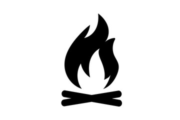 Fire flame icon. Black icon isolated on white background. Fire flame silhouette. Simple icon. Web site page and mobile app design vector element.