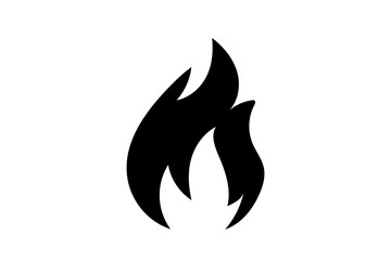 Fire flame icon. Black icon isolated on white background. Fire flame silhouette. Simple icon. Web site page and mobile app design vector element.
