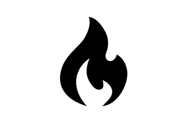 Fire flame icon. Black icon isolated on white background. Fire flame silhouette. Simple icon. Web site page and mobile app design vector element.