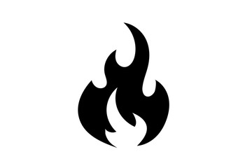 Fire flame icon. Black icon isolated on white background. Fire flame silhouette. Simple icon. Web site page and mobile app design vector element.