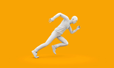 Fototapeta na wymiar Abstract geometric sprinting running man 3D rendering