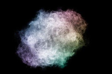 powder of Galaxy and Nebula color spreading effect for makeup artist or graphic design in black background