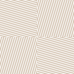 Vector geometric seamless pattern with diagonal stripes, lines, square tiles. Gold and white minimal striped texture. Creative psychedelic design. Subtle repeat background for decor, fabric, print