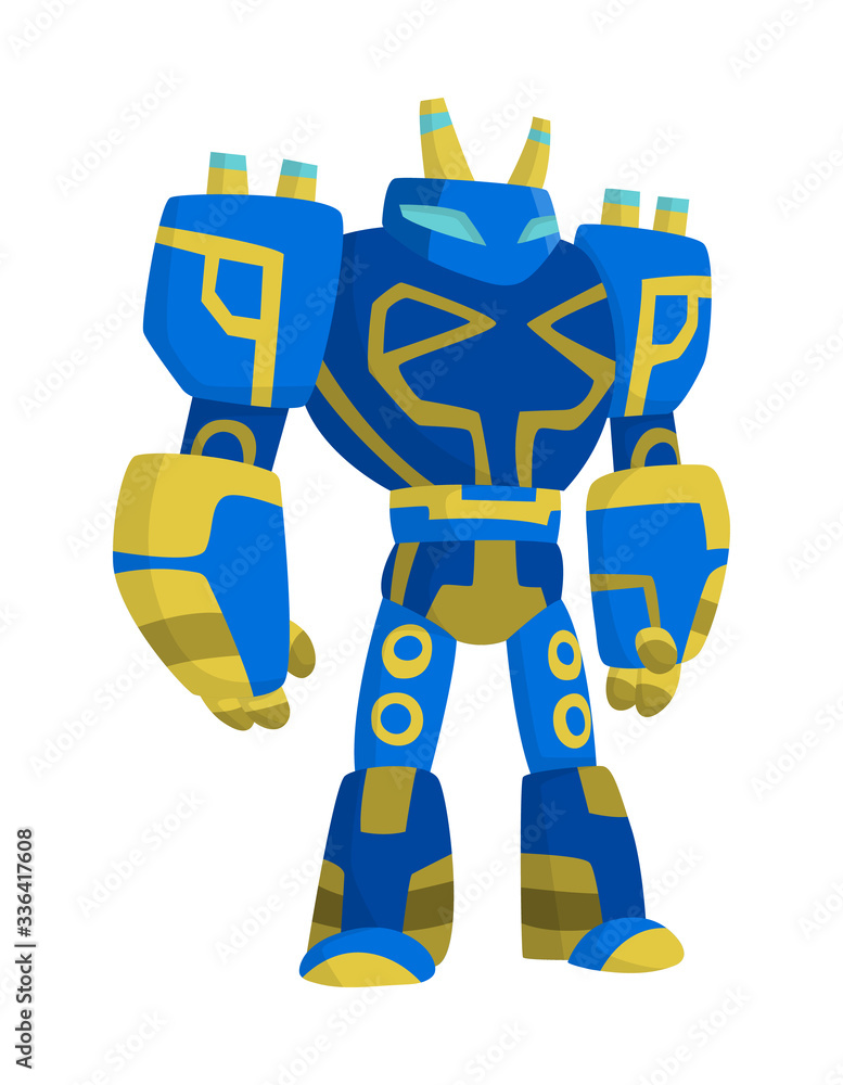 Aufkleber funny cartoon robot. cute retro robot. robotic for children. friendly android robot character with a
