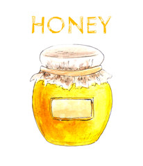 immunity strengthening set vitamins watercolor drawing honey