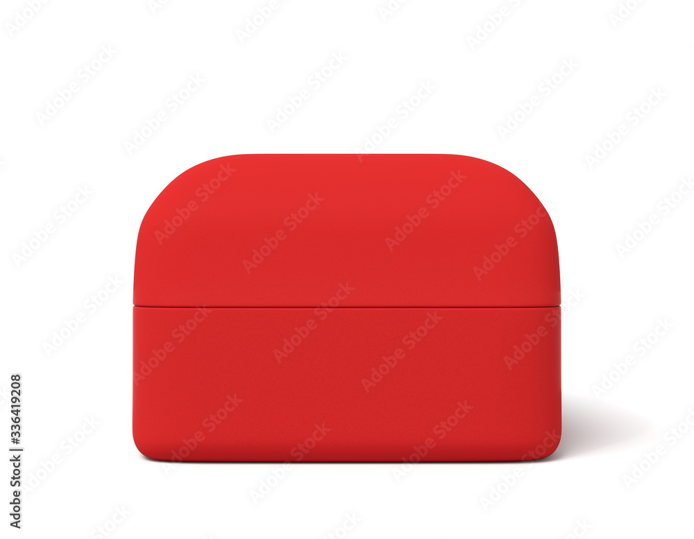 Poster 3d rendering of closed engagement ring red box isolated on white background