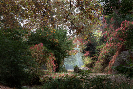 A path beside the Alzon River in Uz&egrave;s, France; a popular walk in the fall.