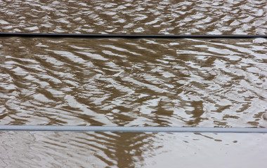 railway flooded by spring flood