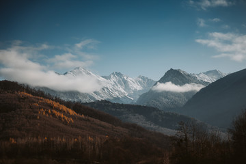 mountains and clouds