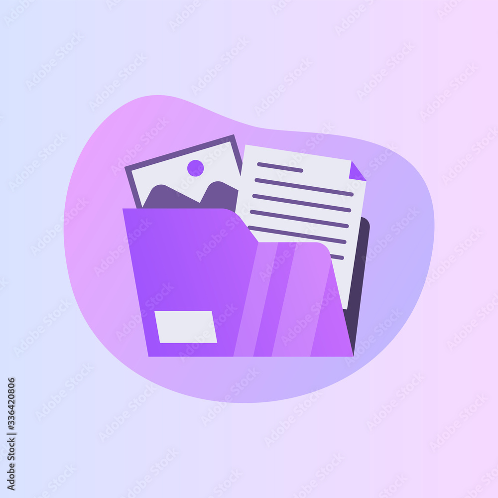 Aufkleber business file document folder icon with modern color full and fluid shape wave