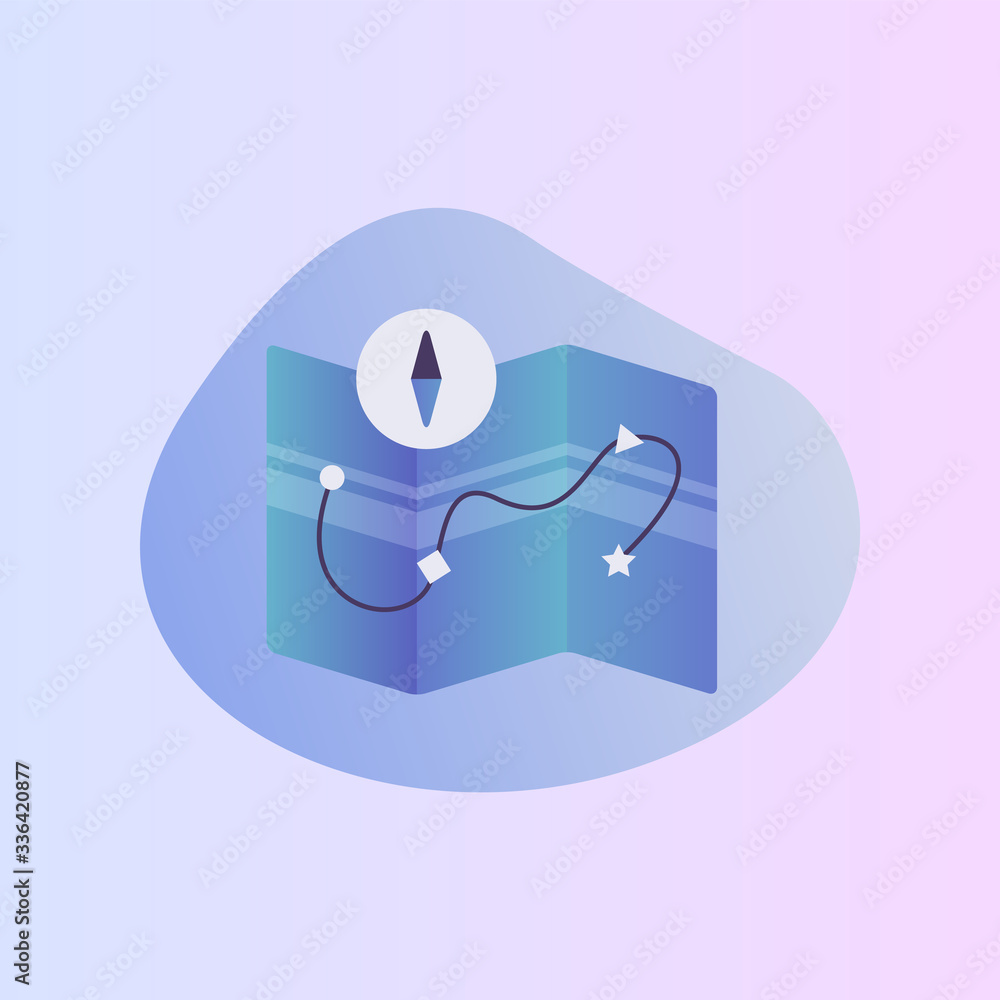 Poster maps route location road map direction icon with modern color full and fluid shape wave