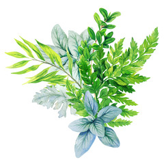 Fototapeta premium Greenery decorative bouquet, composed of fresh green leaves