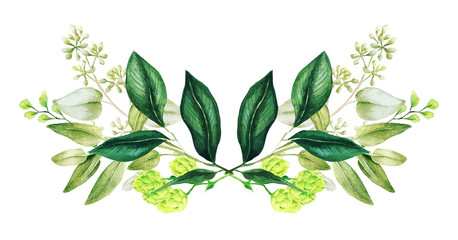 Greenery decorative bouquet, composed of fresh green leaves