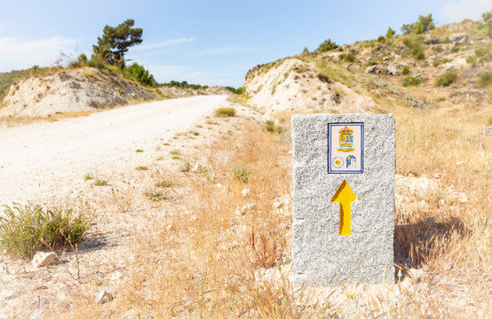 way of Saint James signpost at Quentar region (Camino Mozarabe de Santiago), province of Granada, Andalusia, Spain