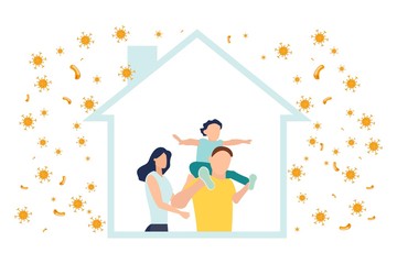 Home quarantine. Crown Virus (Covid 19) campaign to stay home. lifestyle that you can do at home to stay healthy. Vector flat design