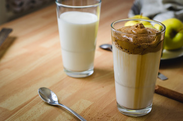 A glass of whipped dalgona coffee