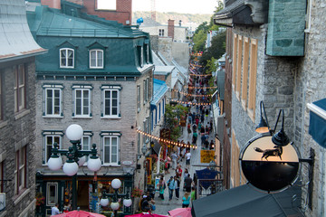 Naklejka premium Quebec City, Canada- Petit Champlain street in the Old Quebec City.