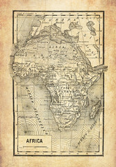 Ancient map of African continent with geographical Italian names and descriptions © acrogame
