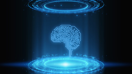 3D rendering,Concept of human intelligence with human brain,Artificial Intelligence, AI Technology,...