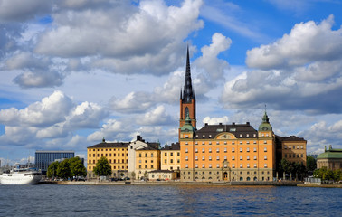 Fototapeta na wymiar Panoramic view of Old Town Gamla Stan in Stockholm, Sweden in a summer day. August 2018