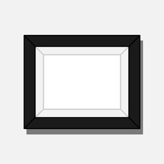 Flat horizontal picture frame with transparent shadow vector illustration.