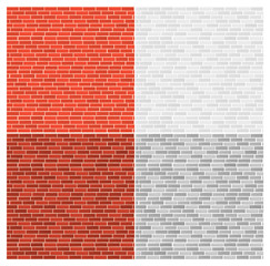 Vector illustration set of different color bricks. Bricks texture, vintage retro style seamless pattern of brick wall