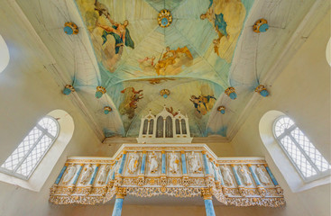 Obraz na płótnie Canvas Amazing interior of baroque and rococo style church - Apriku church - in Latvia, Kurzeme
