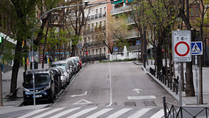 Madrid,spain-04/06/20 empty streets of lavapies neighborhood in madrid during the covid 19 coronavirus pandemic