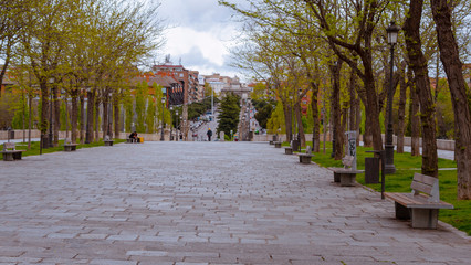 Madrid,spain-04/06/20 empty streets toledo bridge  in madrid during the covid 19 coronavirus pandemic