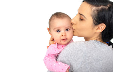 picture of happy mother with adorable baby (Focus on child)