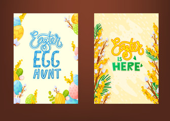 Set of decorative Easter holiday ad backgrounds.