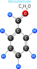Benzaldehyde C6H5CHO Structural Chemical Formula Model
