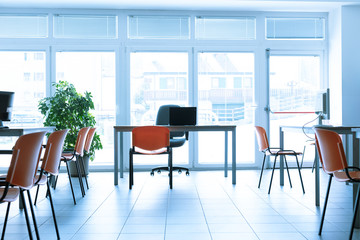 Bright empty office room during virus pandemic