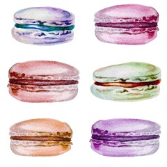 set with colorful macaroons isolated on white background