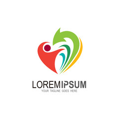 Fototapeta premium Family care logo template, family love icon, medical icon, Arrow logo