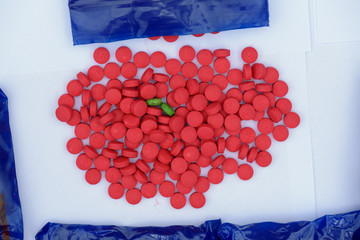 Amphetamine pills in plastic bags It's illegal.