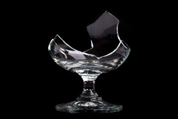 Broken glass isolated on black and white