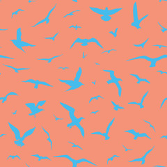Fototapeta na wymiar Blue birds on pink background