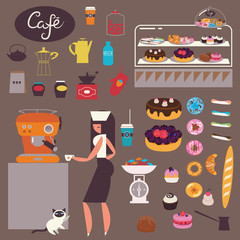 Cafe illustrations big vector set - 336429883