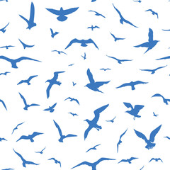 Seamless pattern with blue birds - 336430483