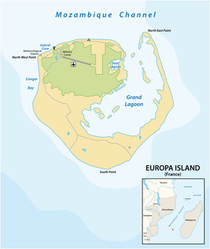 Map of the French overseas territory of Europe Iseland between Mozambique and Madagascar
