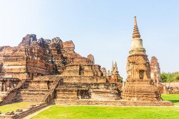 Fototapeta na wymiar AYUTTHAYA, THAILAND, 12 JANUARY 2020: Ruins of Ayutthaya Temples