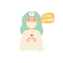 Portrait of a doctor recommending to stay at home