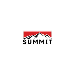 summit illustration and symbol, vector illustration, mountain logo.