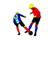 Obraz premium vector illustration of kids playing soccer football